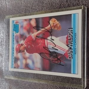 Dan Wilson autographed baseball card in protective cover